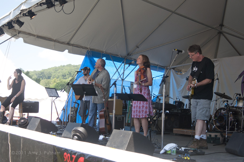 Tracy Grammer with Dave Chalfant, Ben Demerath, Jim Henry. Jody Gill on hands. Falcon Ridge Folk Festival 2011